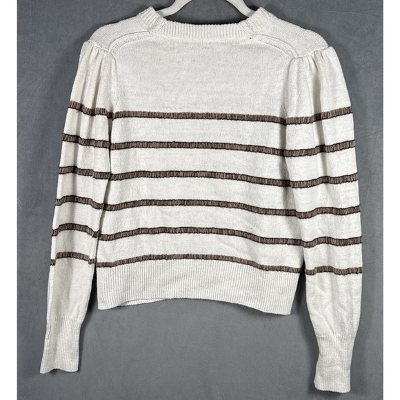 Brochu Walker Danon Taos Stripe Crew‎ Sweater Size Medium Women Linen Blend - Picture 2 of 9